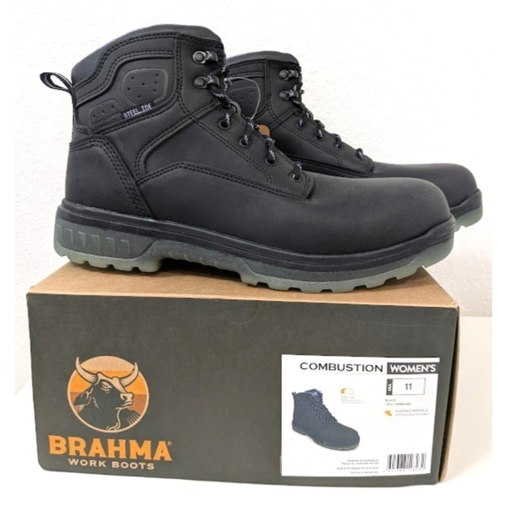 Brahma Combustion 6" Steel Toe‎ Work Boots Women's Size 11 Midsole Lace-Up Black